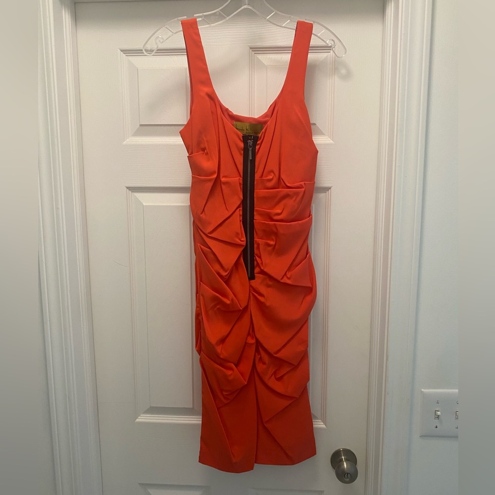 Nicole Miller Silk Dress Size 6. Coral color